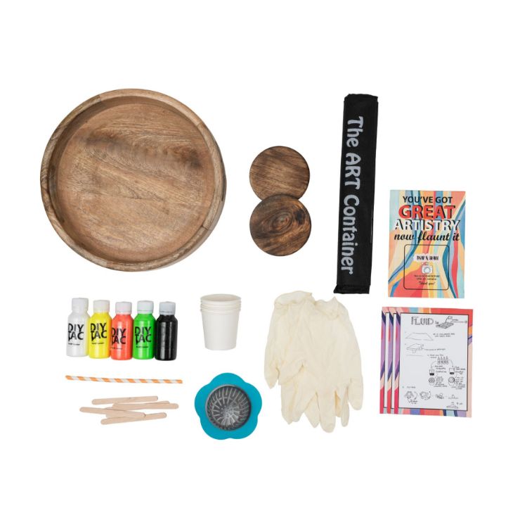 Picture of 12-Inch Mango Wooden Tray & Coaster Neon Fluid Art Kit