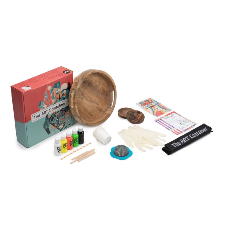 Picture of 12-Inch Mango Wooden Tray & Coaster Neon Fluid Art Kit