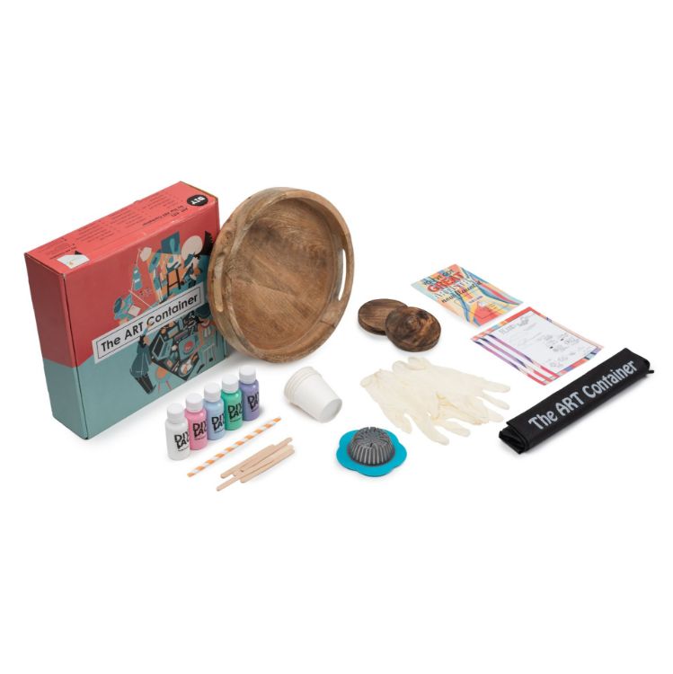 Picture of 12-Inch Circular Wood Tray & Coaster Pastel Fluid Art Kit set